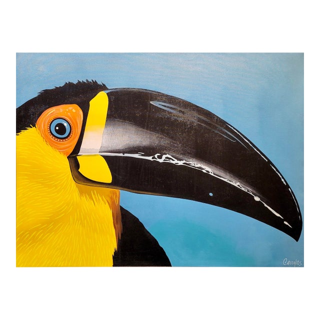Campos - Portrait of a Toucan Bird -1960s Oil Painting For Sale