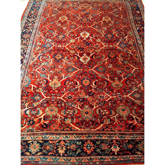 "Early 20th Century Persian Mahal Sultanabad room size rug. This exceptionally beautiful hand-knotted carpet showcases the...