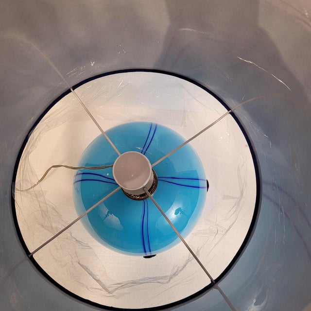 Art Deco Table Lamp in Blue Glass Sphere from Charles Schneider Workshop, France, 1940s For Sale - Image 15 of 18