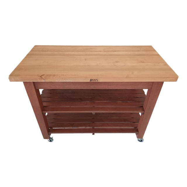 John Boos, Solid Oak Country Kitchen Professional Butcher Block Island For Sale