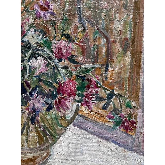 Maya Kopitzeva, Flowers on the Window, Oil Painting, 1998 For Sale - Image 4 of 7