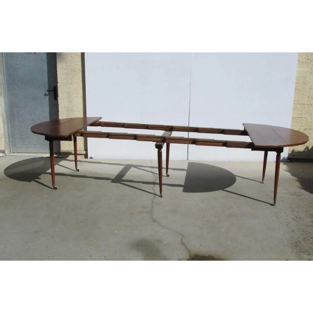 Wood Round Table with 6 Spindle Legs & Extension in Mahogany For Sale - Image 7 of 9