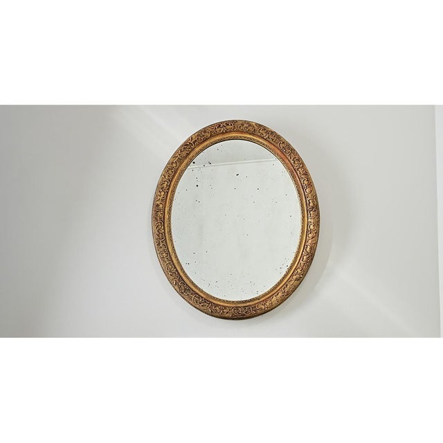 French 19th Century Massive Oval Gilt Mirror For Sale - Image 12 of 15