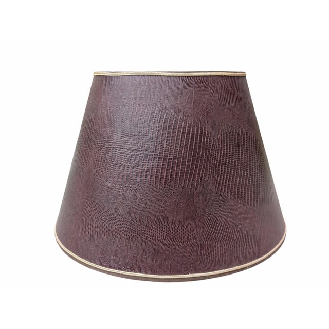 Vintage Crocodile Skin Burgundy and Gold Stiffel Lamp Shade For Sale - Image 9 of 14