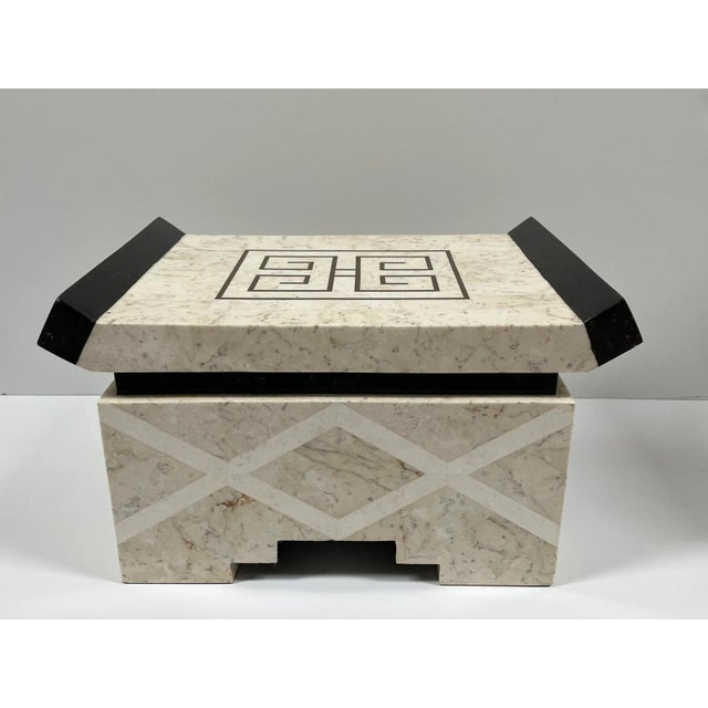 1980s Casa Bique Tessellated Stone Box With Brass Inlay For Sale In Chicago - Image 6 of 13