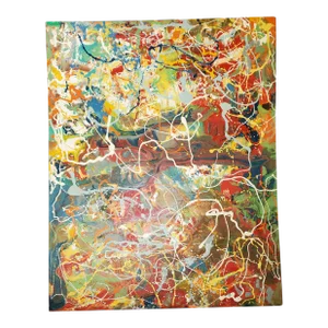 Mid Century Modern Abstract Drip Oil Painting 1950's