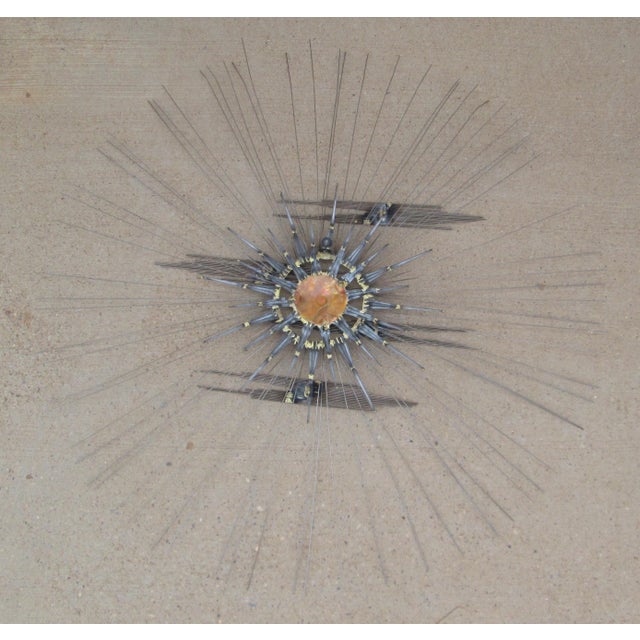 Mid Century Modern Metal Wall Art Sun and Clouds For Sale - Image 9 of 10