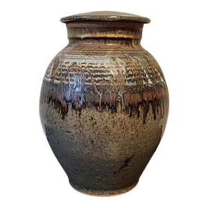Vintage MCM Studio Art Pottery Lidded Drip Glazed