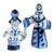 Vintage Blue and White Porcelain Figurine Pair, Hand-Painted Folk Figures For Sale