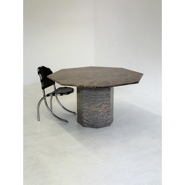 Gray Vintage Octagonal Dining Table in Granite / Natural Stone For Sale - Image 8 of 14