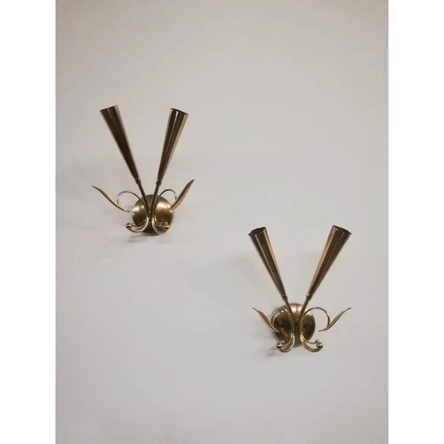Mid-Century Brass Sconces in the Style of Oscar Torlasco, Set of 2 For Sale - Image 15 of 15