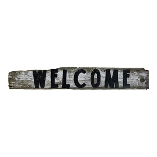 Vintage Shabby Black and White Welcome Sign For Sale