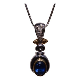 The 164th Street: Two Tone Sapphire and Diamond Pendant For Sale