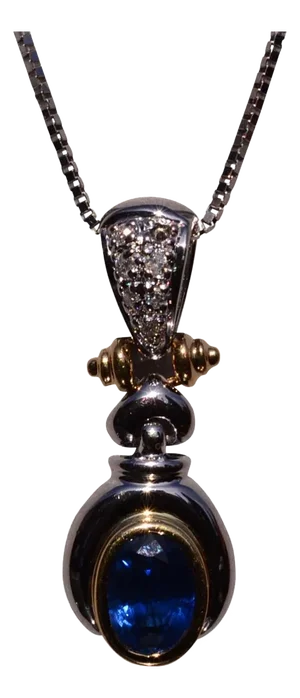 The 164th Street: Two Tone Sapphire and Diamond Pendant