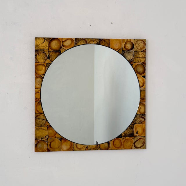 Mid-Century Modern Mid-Century German Gilt Wood Mosaic Mirror attributed to Berthold Müller, 1960s For Sale - Image 3 of 7