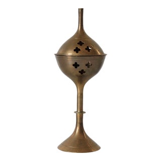 Vintage Pierced Brass Incense Burner For Sale