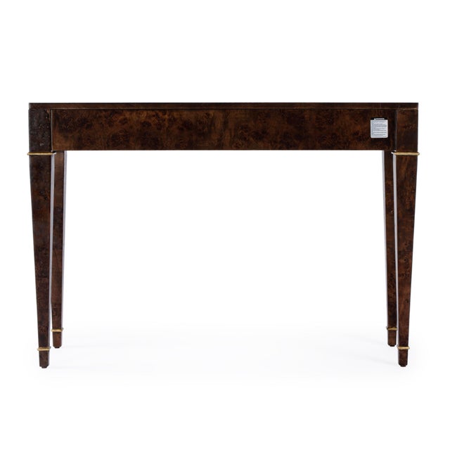 Wood Kai 45 in. W Rectangular Burl Wood 2 Drawer Console Table, Dark Burl For Sale - Image 7 of 9