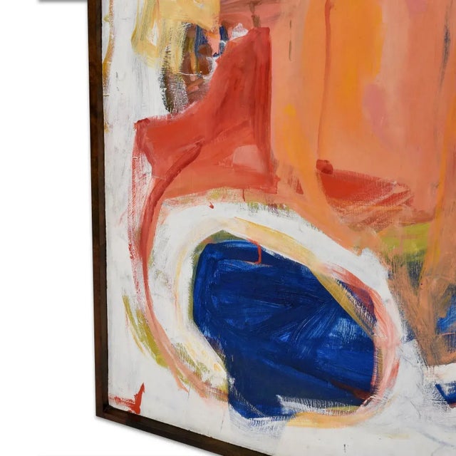 Coral Blue and White Abstract Expressionist Painting Signed Juan For Sale - Image 6 of 9