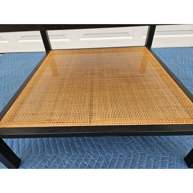 Square Black and Rattan Side Table For Sale - Image 9 of 12