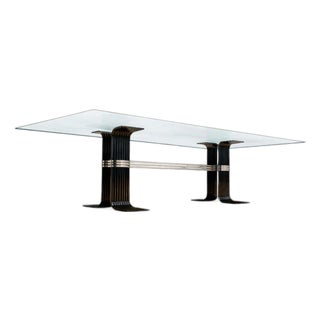 Dining Table in Iron, Chrome, & Glass, Forma, 1970s For Sale