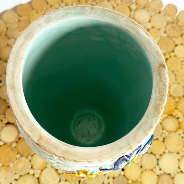 Italian Vintage Italian Hand Painted Floral Ceramic Vase For Sale - Image 3 of 7