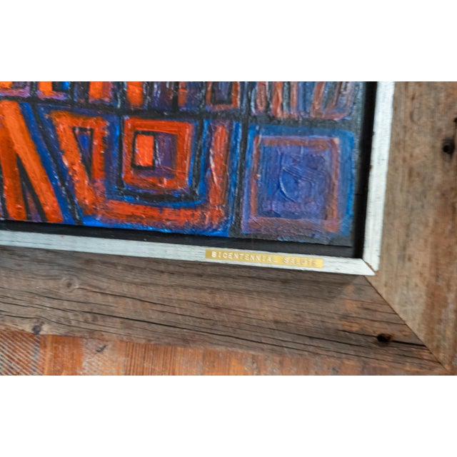 Mid-Century Modern Colorful Geometric Abstract Oil Painting For Sale - Image 14 of 18