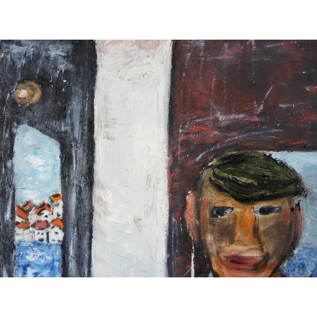 Mid Century Swedish Modernist Naivist Maritime Oil Painting of a Fisherman For Sale - Image 4 of 17