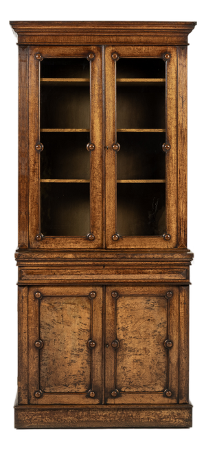 19th Century English Pollard Oak Bookcase