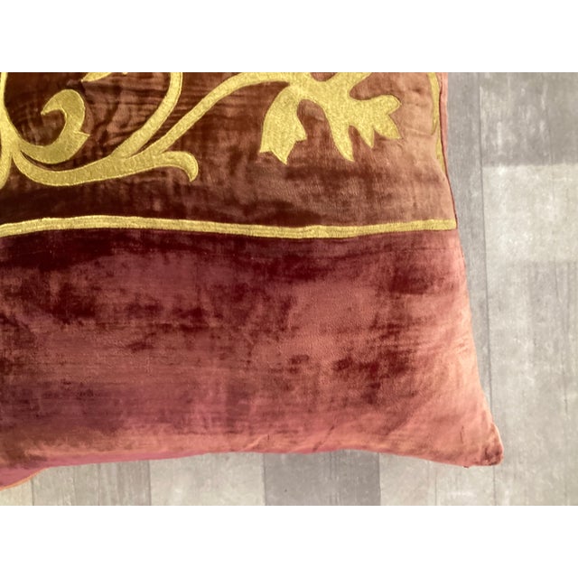 French Zuber Gold Embroidery on Aged Red Velvet -6 For Sale - Image 3 of 10