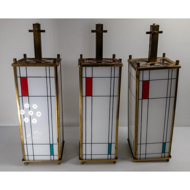 1980s 20th Century Modern Pendant Lamp Shades in De-Stijl Style After Piet Mondrian For Sale - Image 5 of 18