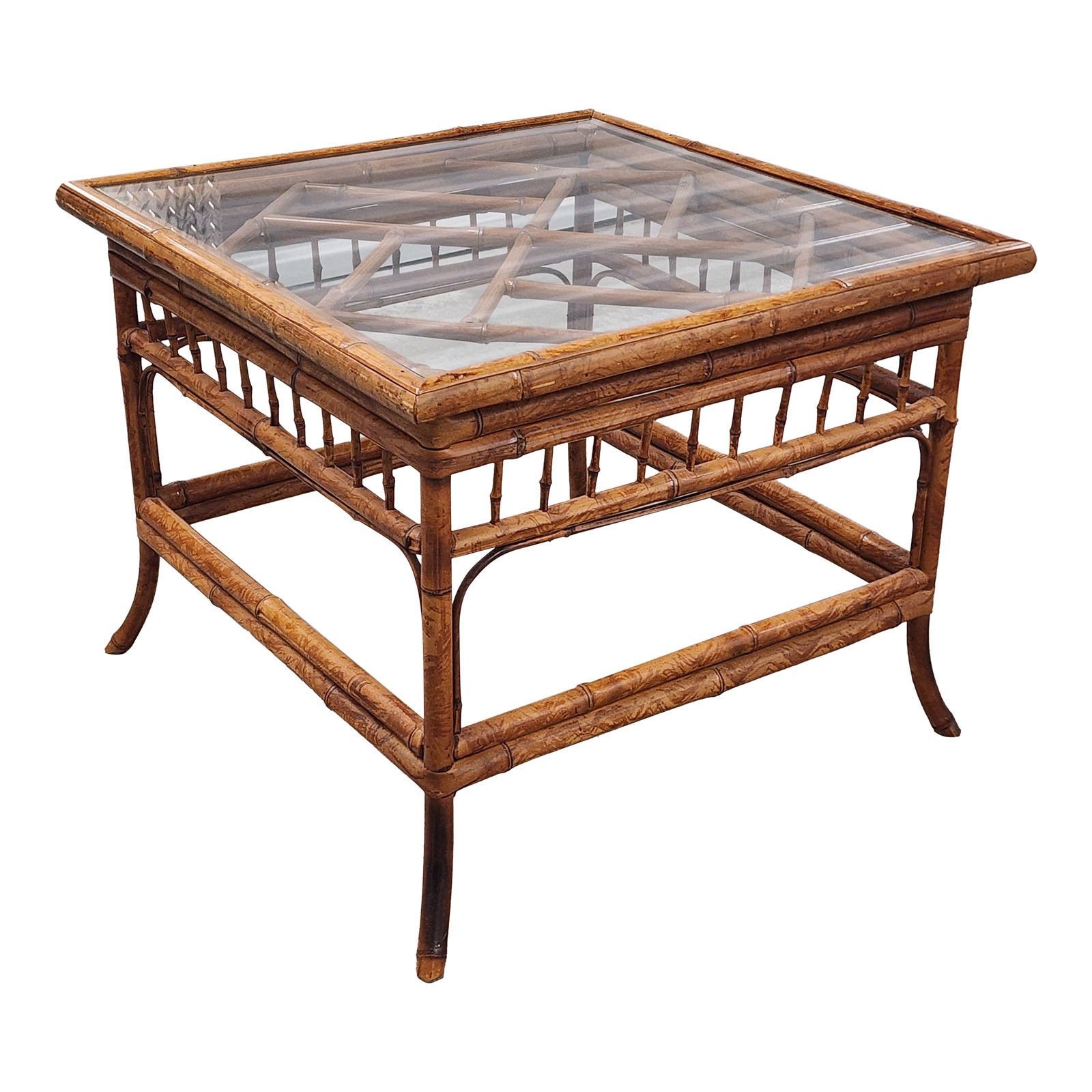 Mid Century Brighton Pavilion Style Bamboo Fretwork Side Table