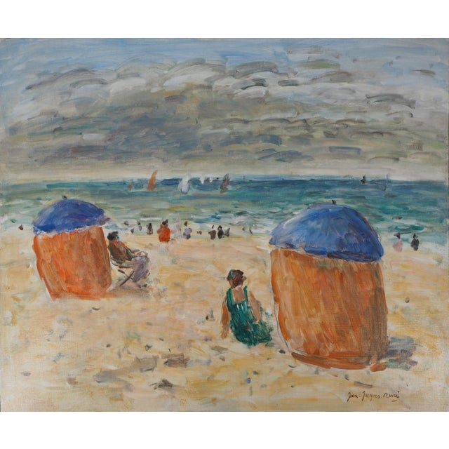 Summer in Houlgate Oil on Canvas by Jean-Jacques René For Sale - Image 5 of 9