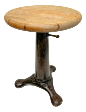 Adjustable Stool in Cast Iron and Wood from Singer, 1930s