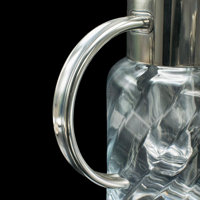Tall Vintage Lemonade Pitcher, English, Glass, Cordial Cooler Jug, Mid Century For Sale - Image 11 of 12