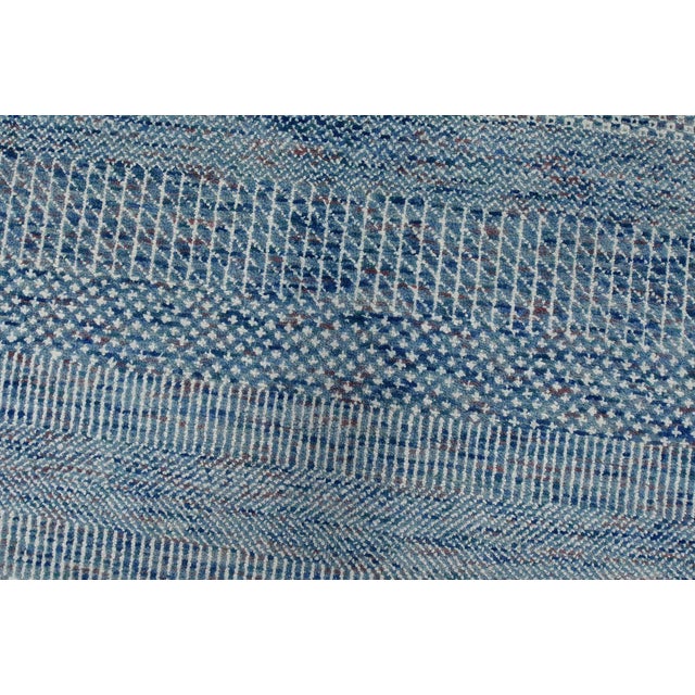 Blue Fine Contemporary Rug 9’1” X 12’3” Blue Wool Hand-Knotted Carpet For Sale - Image 8 of 13