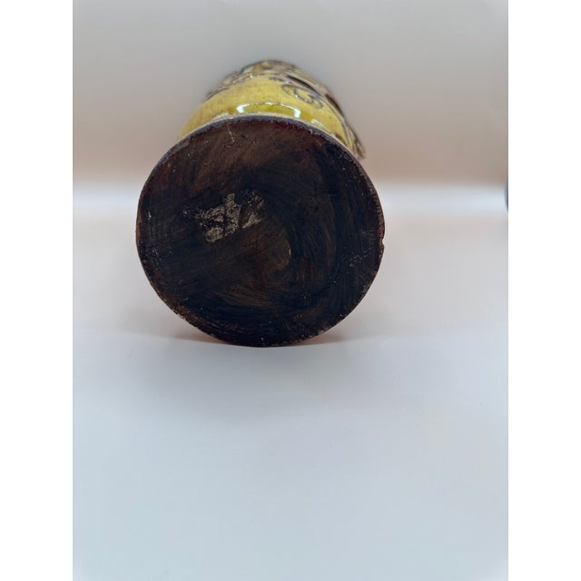 Rustic Vintage Vietri Italy "Rustic Garden" Ceramic Candle Lantern Luminary – Amber Gold For Sale - Image 3 of 6