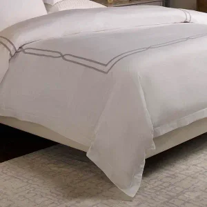 Clarissa Full/Queen Cotton Duvet, White & Light Gray