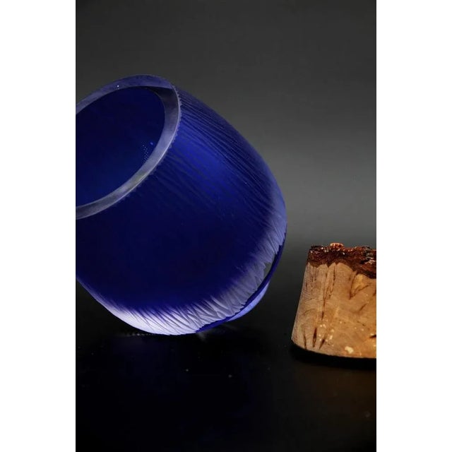 Iris Blue Frida with Fine Cuts Stacking Vase by Pia Wüstenberg For Sale - Image 6 of 8