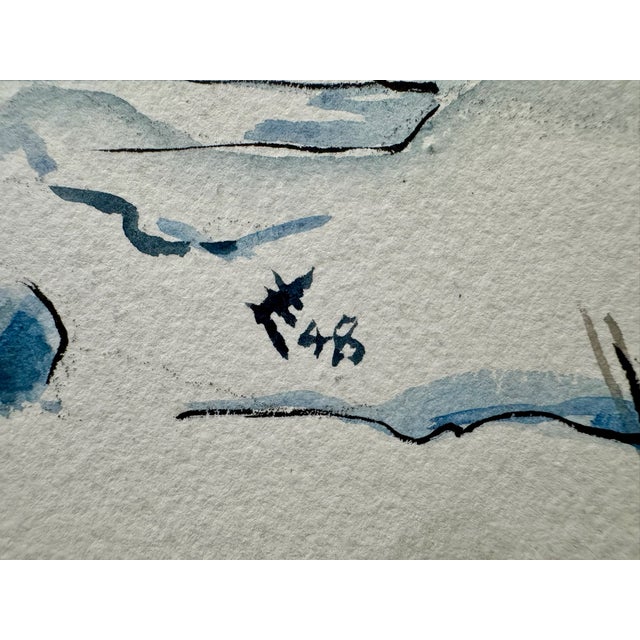 1940s Henry Emil Salloch Original Watercolor on Paper Snowfield Under Heavy Skies. 1948. For Sale - Image 5 of 7