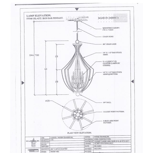 Open Frame Lantern Chandelier Large Sculptural Silver Finish Custom Made For Sale - Image 4 of 4