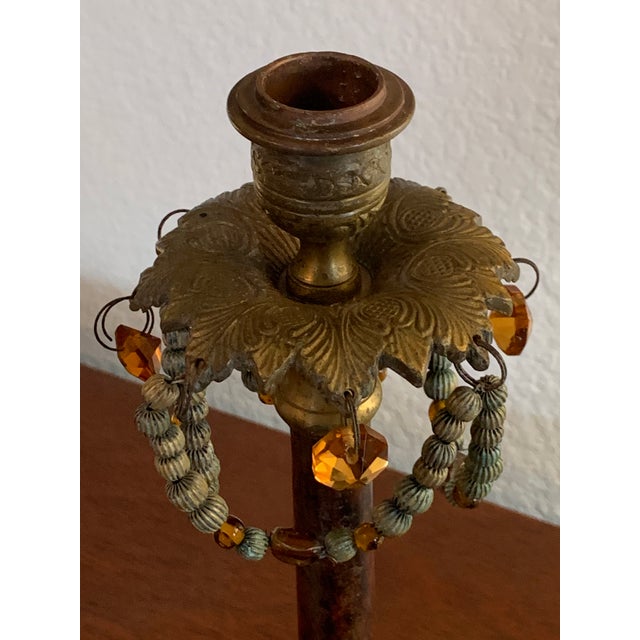 Tall Vintage Neoclassical Brass Candlesticks ~ a Pair For Sale In Houston - Image 6 of 6