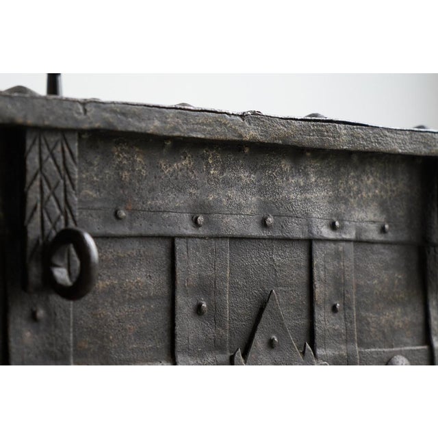 Black Antique Armada Box or Strongbox in Iron, Early 17th Century For Sale - Image 8 of 18