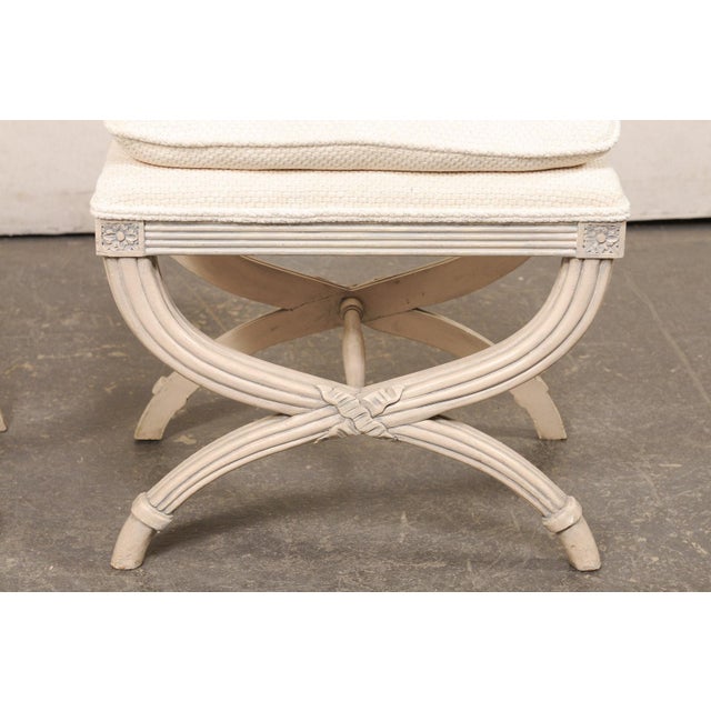 Mid 20th Century French Pair Curule Stools W/ Pillow Top Seat For Sale - Image 9 of 11