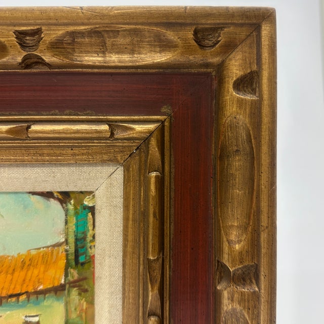 Impressionist Streetscape Original Oil on Canvas Painting Circa 1950s, Framed For Sale - Image 9 of 12