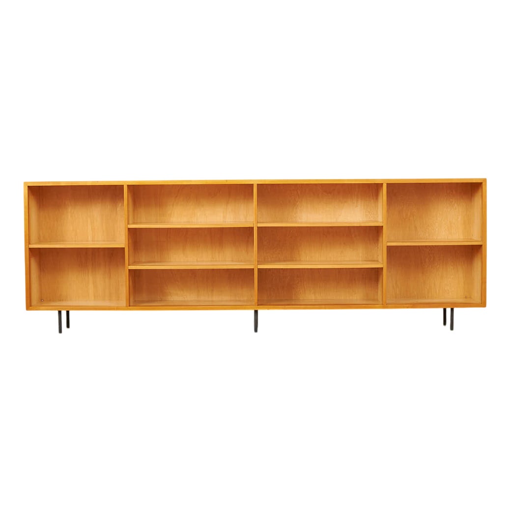 Shelf with Black Steel Legs and Birch Veneered Body | Chairish