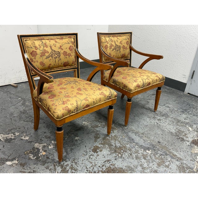 Traditional Regency Style Giltwood Armchairs, Vintage Pair For Sale - Image 3 of 12