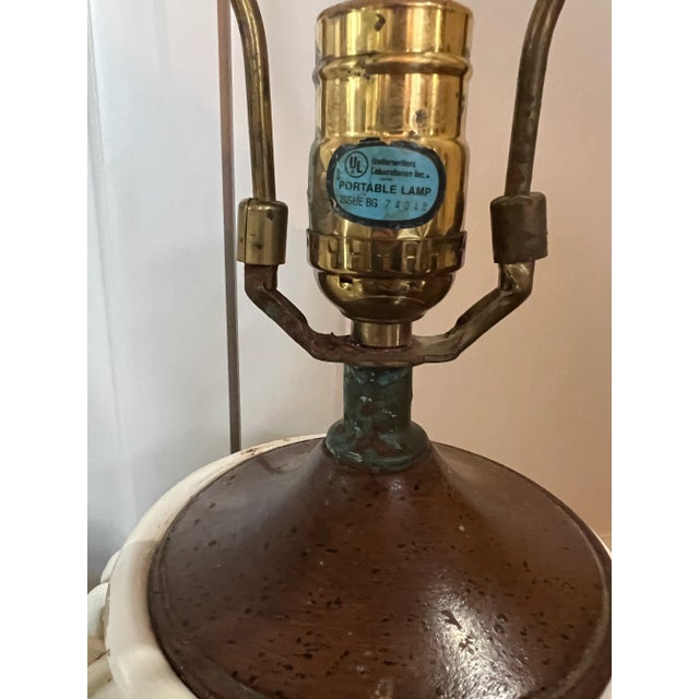 Pair Vintage French Ceramic Cream Glazed Vine Grape Theme Lamps For Sale - Image 10 of 13