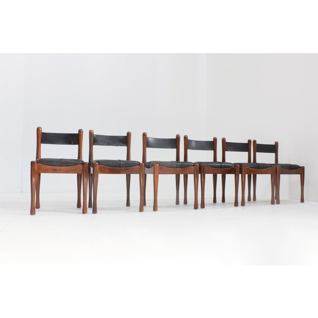 Black Vintage Italian Dining Chairs by Silvio Coppola for Bernini, 1970s, Set of 6 For Sale - Image 8 of 11