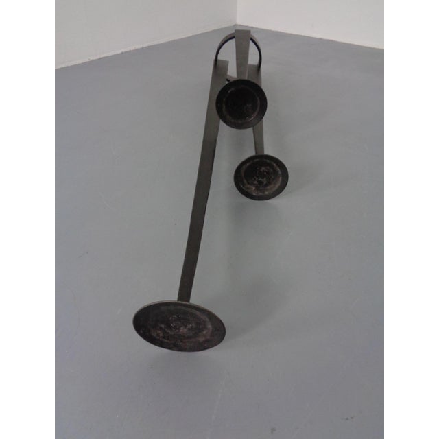 Black Large Brutalist Iron Candleholder, Germany, 1960s For Sale - Image 8 of 11