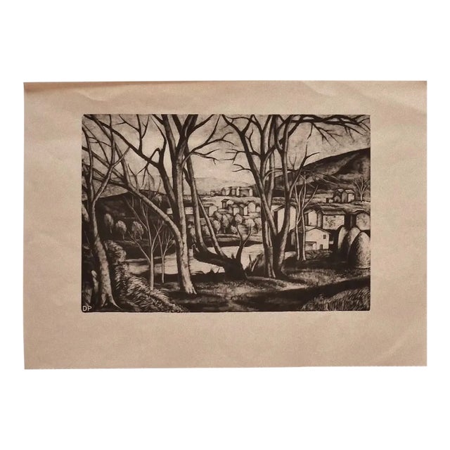 Diego Pettinelli - Landscape - Original Lithograph on Paper - Mid-20th Century For Sale